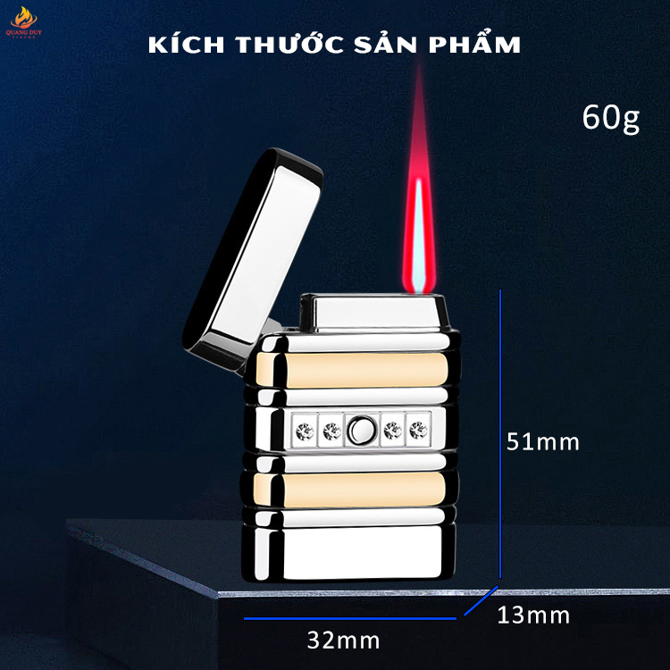 Hột quẹt khò lửa đỏ sử dụng gas tích hợp pin rời thiết kế sang trọng