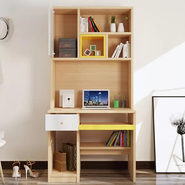 Bàn Học Gỗ Cao Cấp 8 Ngăn Tủ Lớn Tiện Lợi, Bàn Làm Việc Gỗ Thiết Kế Đơn Giản Có Ngăn Đựng Vật Dụng Kèm Kệ Sách BH-24