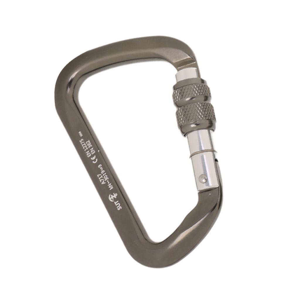 2X 30KN 6720LB Aluminum Shape Screw Locking Climbing Carabiner Grey