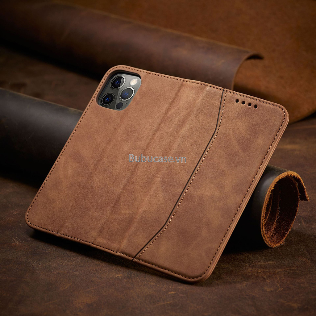 Bao Da Cho Iphone - Sọc Đứng, Không Gài, Có Khe Cắm Thẻ