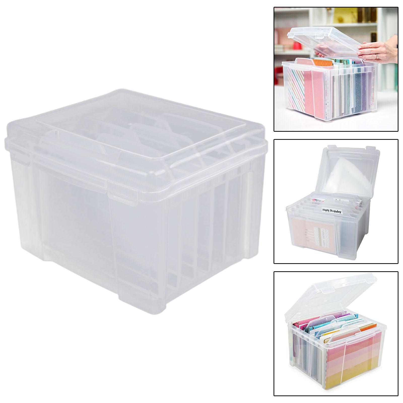 Card Storage Case with 6 Detachable Dividers Multicolor Transparent Organizer Stationery Separation Storage Delicated for Greeting Card Scrapbook