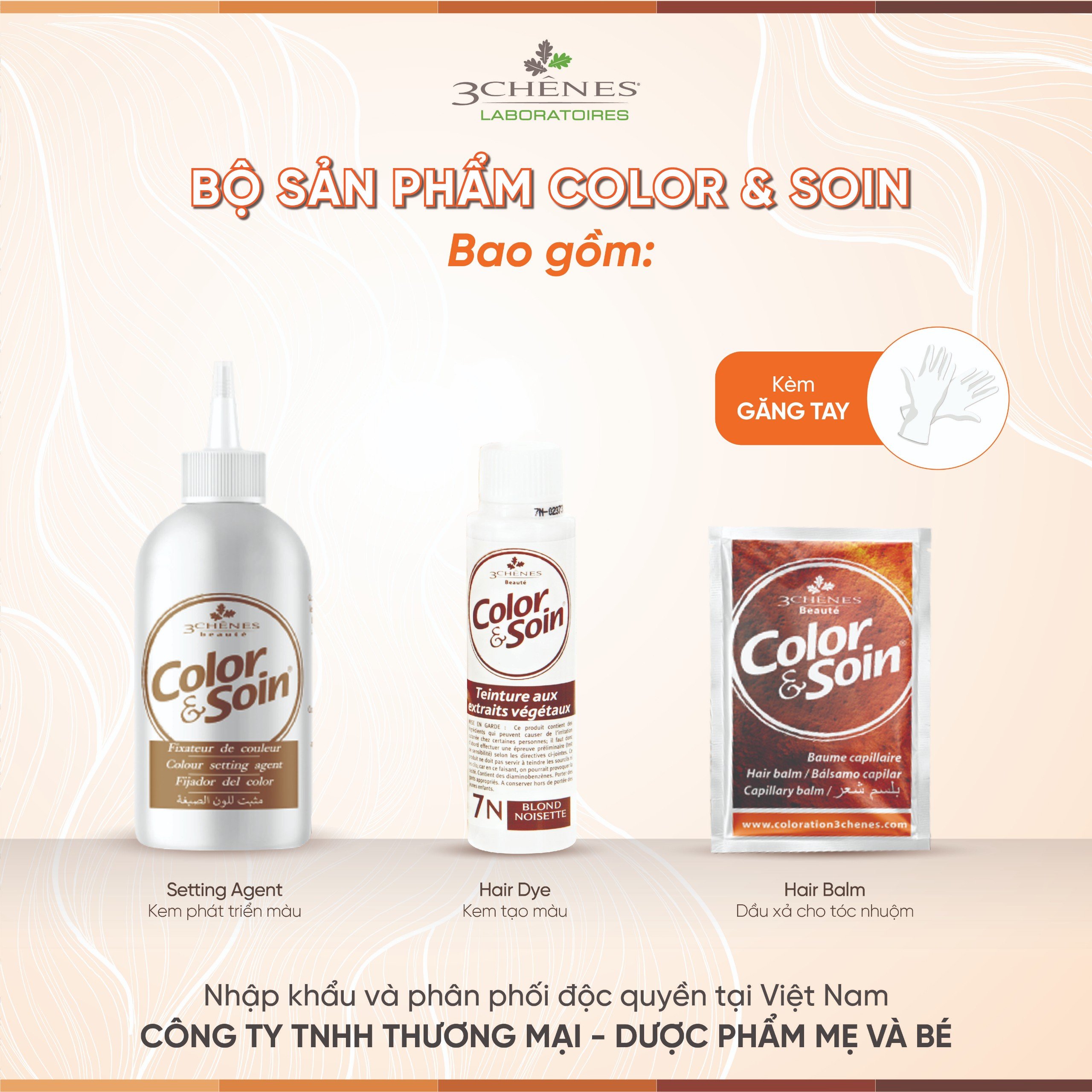 Thuốc Nhuộm Tóc Phủ Bạc 3 CHENES COLOR&amp;SOIN HAZELNUT BLOND 7N_MÀU VÀNG NÂU ÁNH KIM_Thảo dược Tự nhiên, An toàn Không chứa Amoniac [Nhập khẩu Pháp]