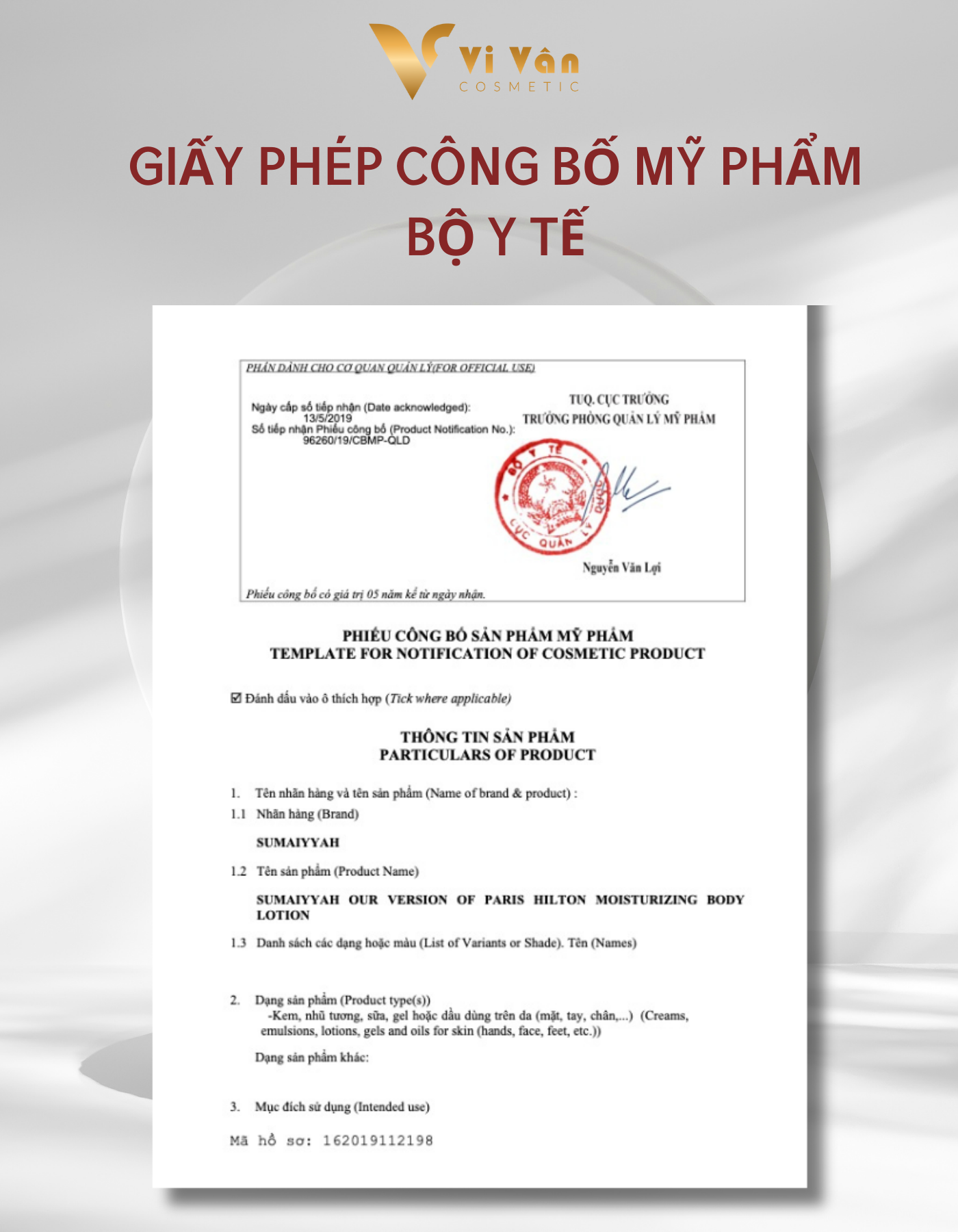 Sữa dưỡng thể cấp ẩm hương nước hoa PARISHILTON SUMAIYYAH trắng sáng da mịn màng rạng rỡ Vi Vân