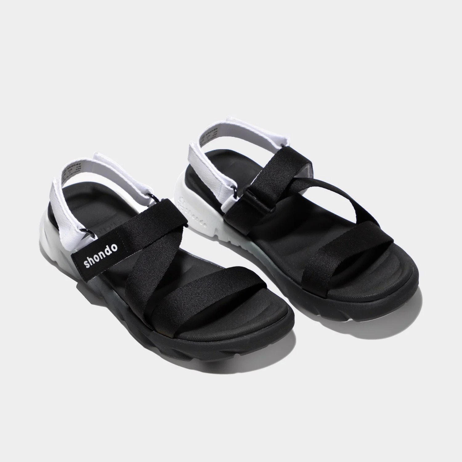 Giày sandal Shondo nam nữ đi học đế bằng ombre đế đen trắng F6S0110