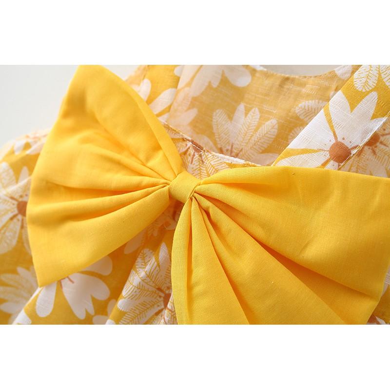 Váy Bé Gái Hai Dây Kèm Nón, Chất Cotton Thoáng Mát Thích Hợp Mặc Mùa Hè