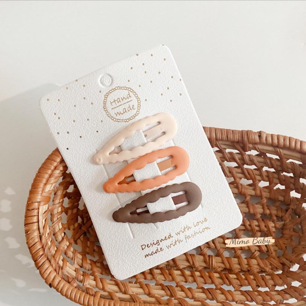 Set 3 kẹp tóc sơn lì phong cách hàn quốc xinh xắn cho bé gái KT31 Mimo Baby