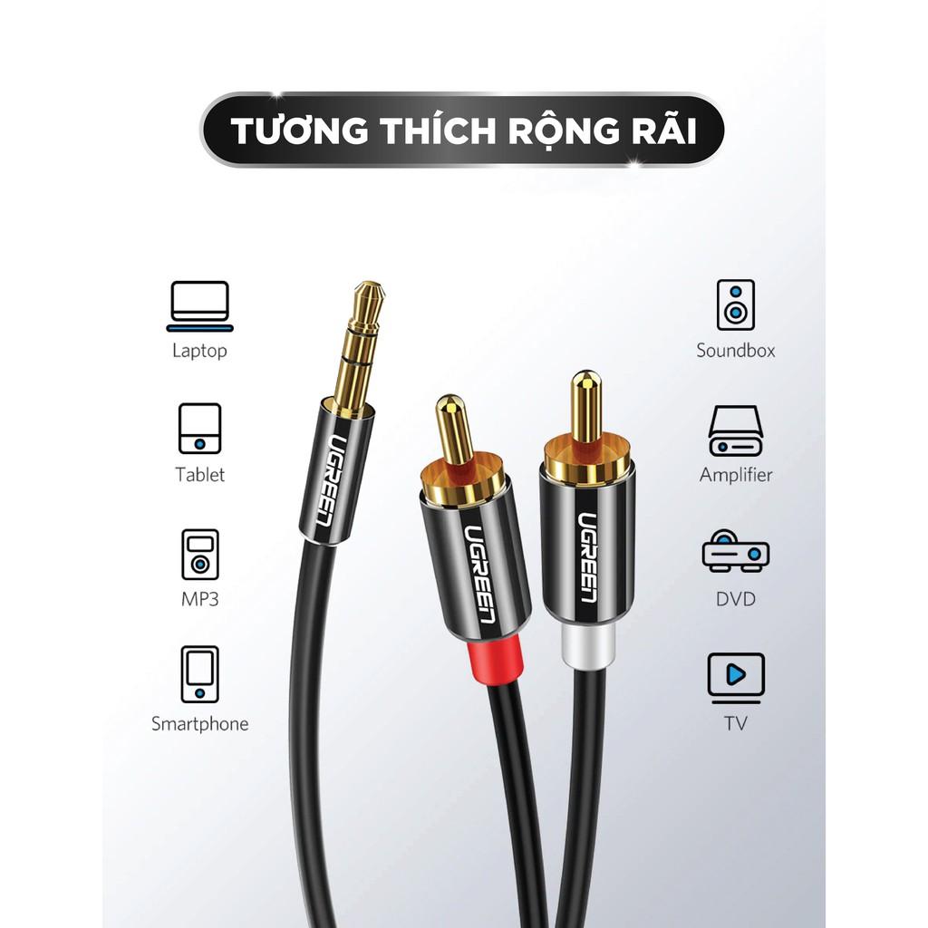 Dây Audio 3.5mm ra 2 đầu RCA UGREEN AV116 - Hàng chính hãng
