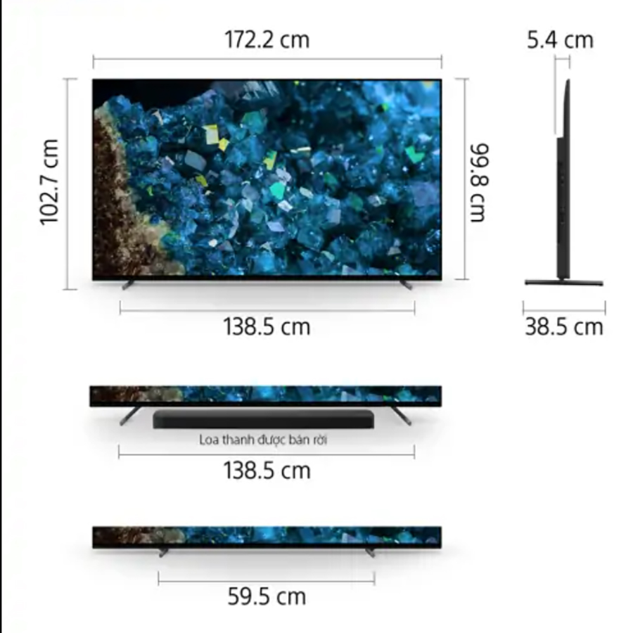 Google Tivi OLED Sony 4K 77 inch XR-77A80L - Model 2023 - Hàng chính hãng
