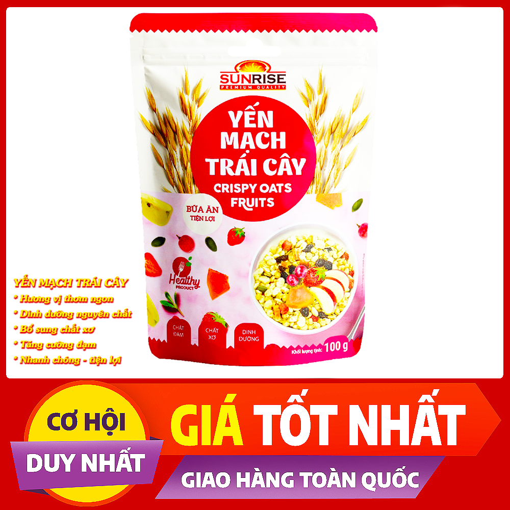 Yến mạch trái cây Sunrise ăn kiêng giảm cân gói 100g