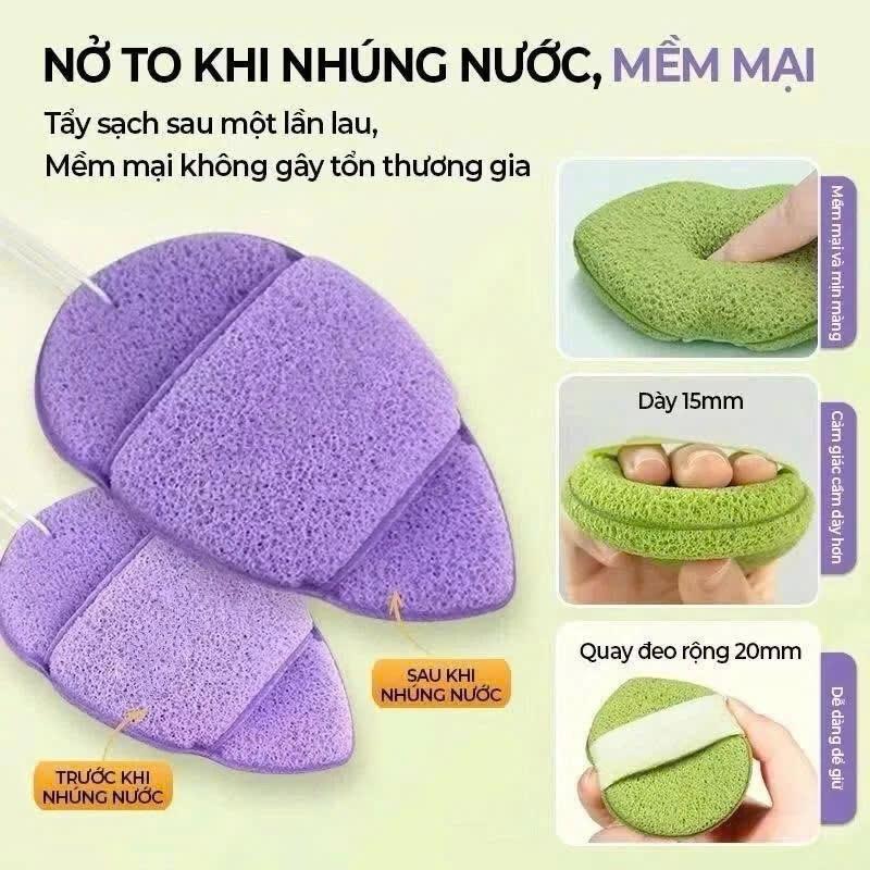 Combo 3 Bông Mút Rửa Mặt Thiết Kế Hình Giọt Nước Chất Liệu Ưa Nước Lưới Tổ Ong Hấp Thụ Nhanh