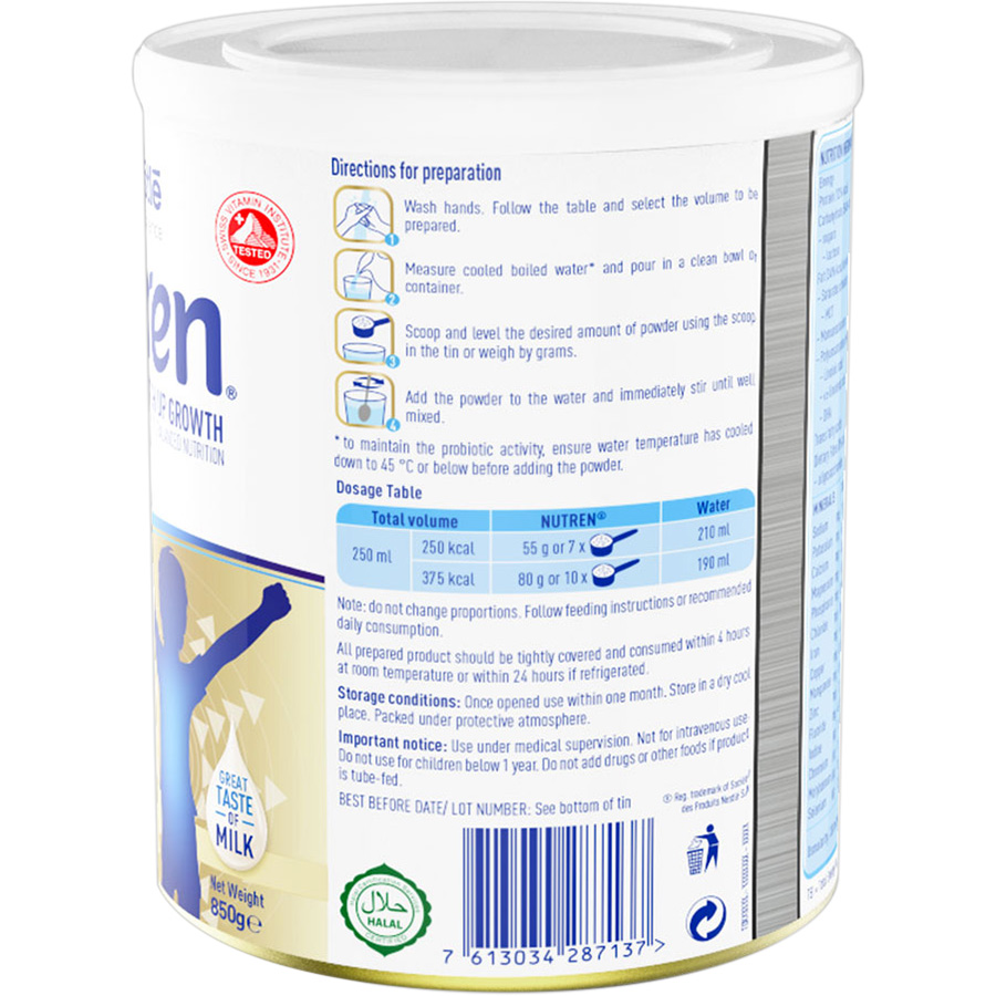 [BAO BÌ MỚI] Sữa dinh dưỡng  Nutren Junior 850g - Tặng gối choàng cổ con hươu