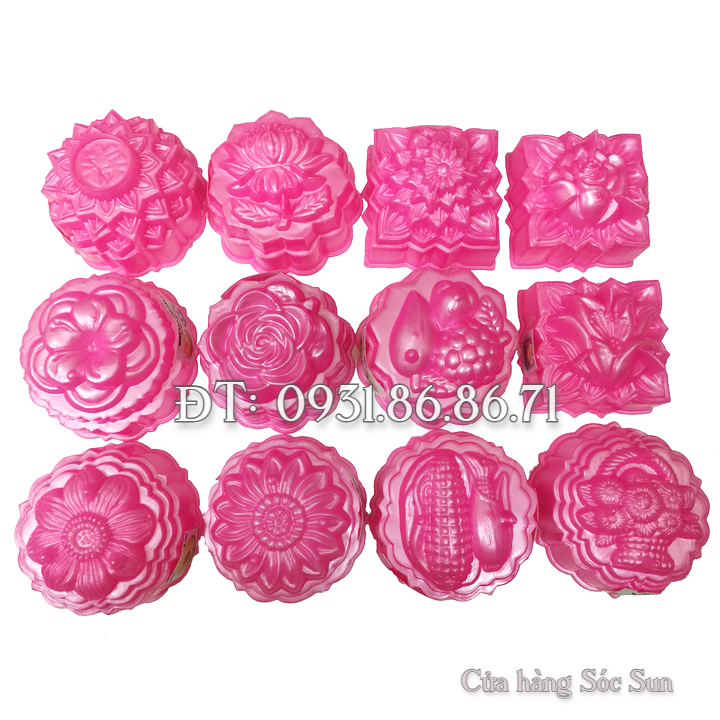 Bộ khuôn rau câu trung thu loại 10 cm màu hồng - Mã số 1042