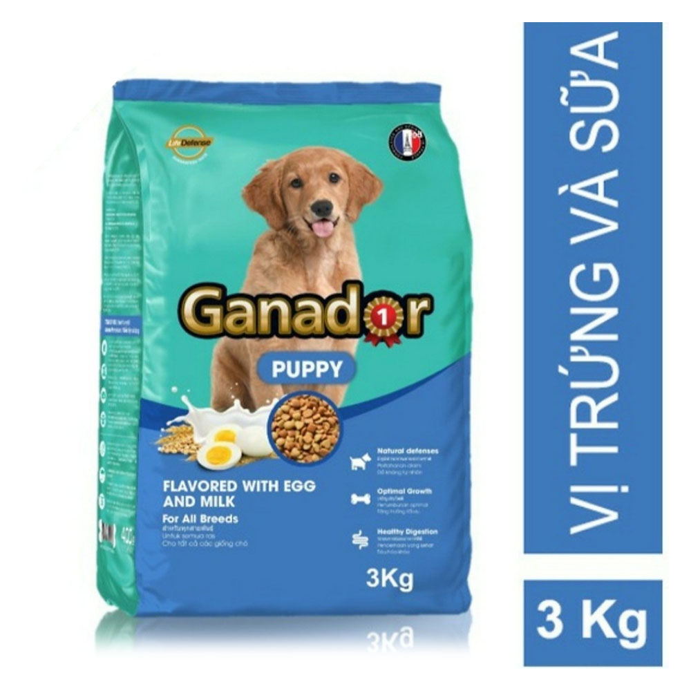 Thức Ăn Hạt Cho Chó Con Vị Trứng Và Sữa GANADOR Puppy Egg &amp; Milk Gói 3Kg - YonaPetshop