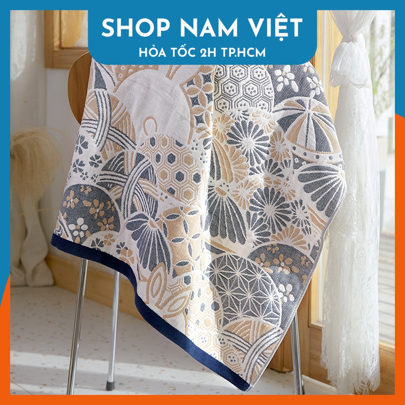 Khăn tắm phong cách Nhật vải gạc cotton 4 lớp siêu mềm siêu thấm hút
