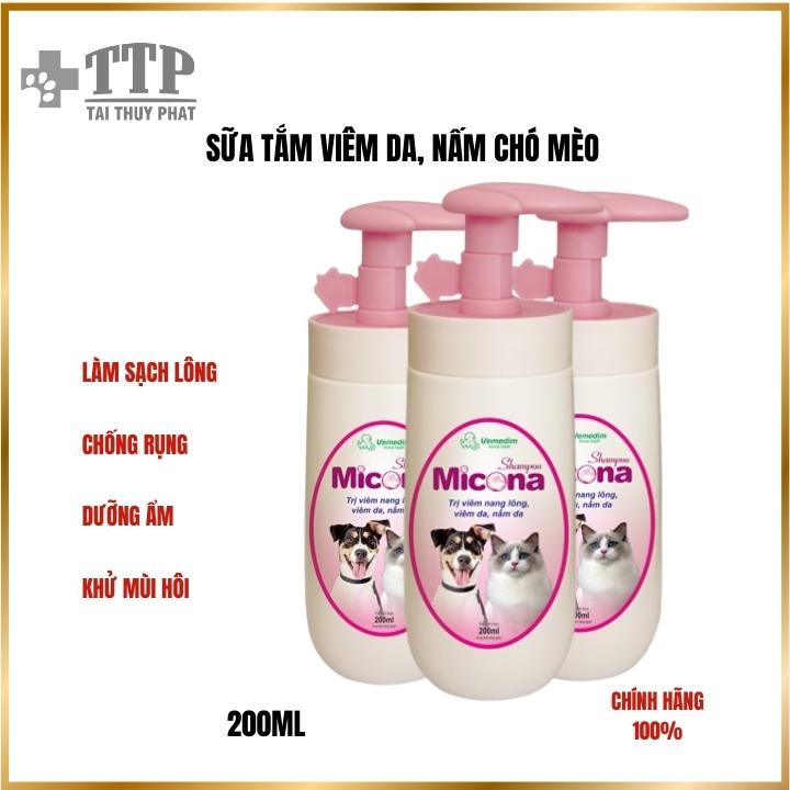 Sữa tắm phòng và kiểm soát nấm, viêm da cho chó mèo MICONA 200ML - Pet Tài Thủy Phát - T010