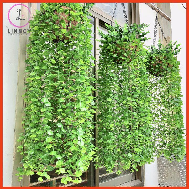 Hoa giả, giỏ lá nhân tạo rũ dài 80cm trang trí ban công, cửa sổ, mái hiên, trang trí sân vườn, văn phòng, lớp học