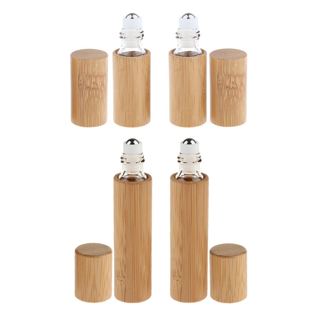 5/10ml Natural Bamboo Refillable Empty Essential Oil Roll On Bottles