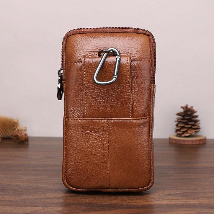 Bao da điện thoại đeo thắt lưng 3 ngăn 18 x11cm đa năng | đeo dọc| đeo ngang | da thật | to | rộng | bền| giá rẻ