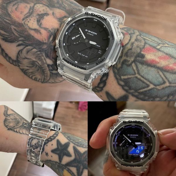 Đồng Hồ Nam Casio G-Shock GA-2100SKE-7ADR Chính Hãng | Casio G-Shock GA-2100SKE-7A Transparent Pack Dây Nhựa