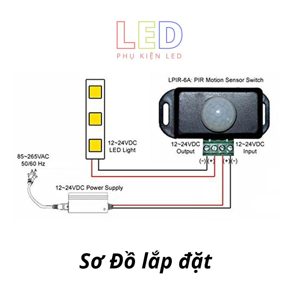 Công tắc cảm biến chuyển động hồng ngoại - Dùng cho đèn led dây - Điện áp DC 12V / 24V