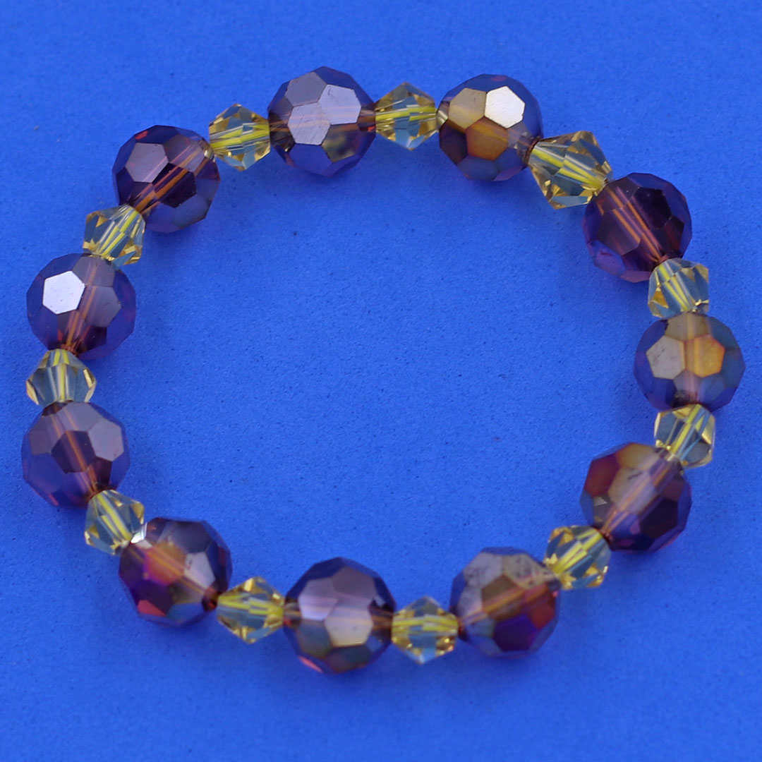 Vòng tay pha lê tím giác 10 ly pha lê vàng giác CTFLIGFLVG10