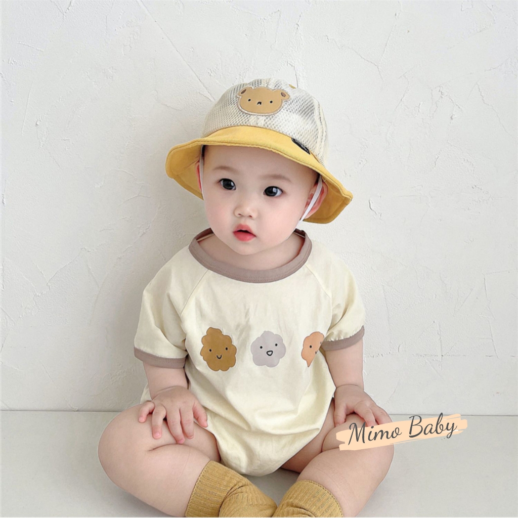 Mũ nón tai bèo lưới thoáng thêu hình gấu đáng yêu cho bé MH239 Mimo Baby