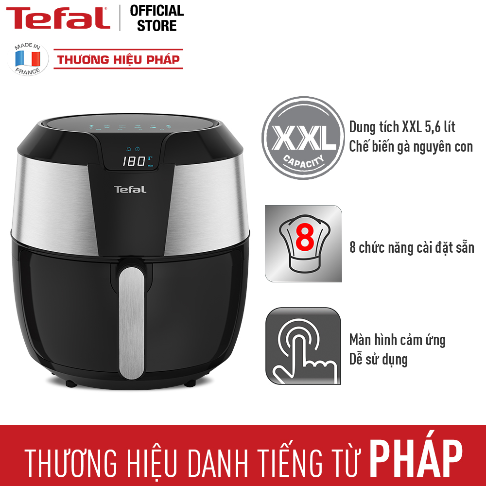 Nồi chiên không dầu điện tử Tefal XXL EY701D15, Dung tích lòng nồi 6.3L / Giỏ Chiên 5.6L/1.6kg - Hàng chính hãng