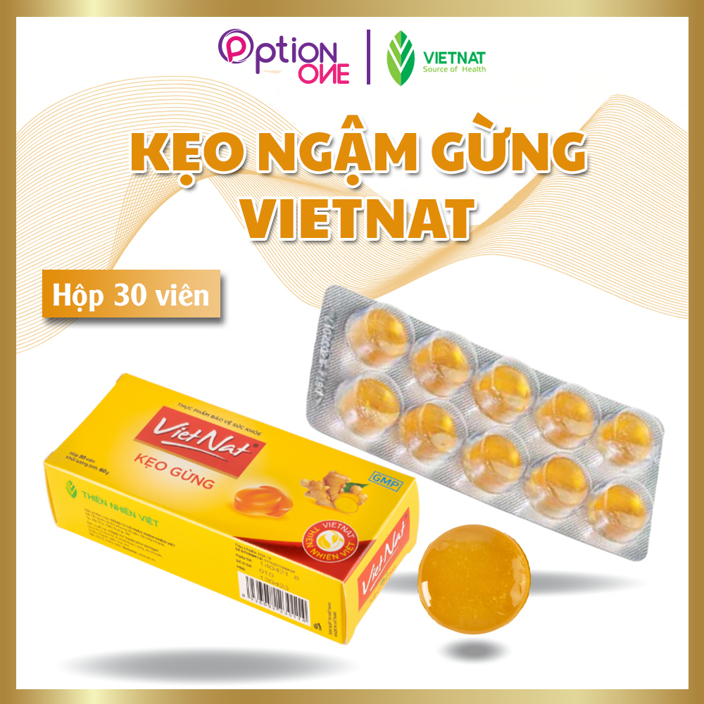 Kẹo ngậm gừng Vietnat hỗ trợ tiêu hóa giảm cảm cúm - hộp 30 viên