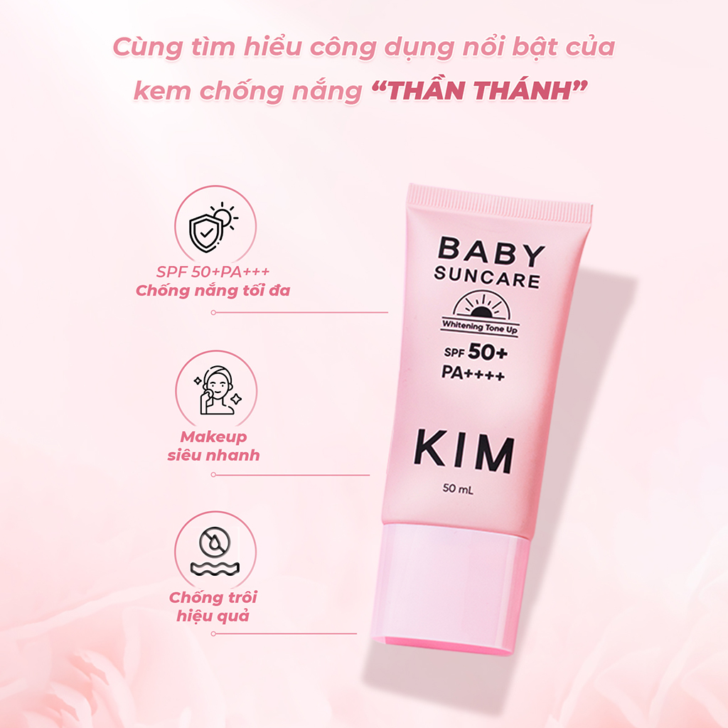 Kem chống nắng Baby SunCare SPF50+ bảo vệ da nâng tone che khuyết điểm ngừa mụn, nám da