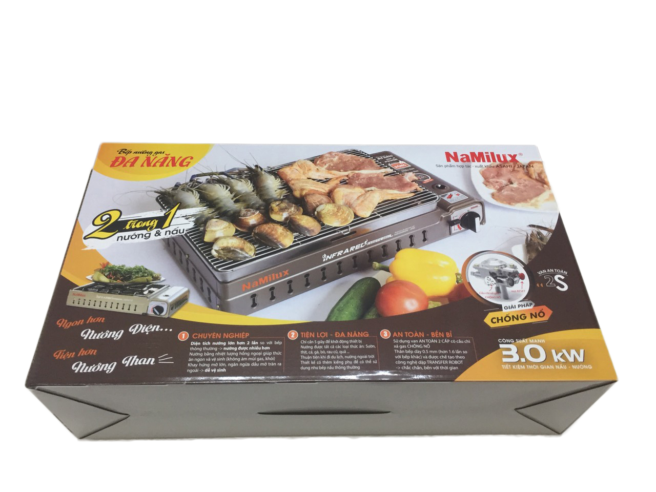 Bếp nướng, nấu gas chống nổ đa năng NaMilux GM2120PS - Hàng chính hãng