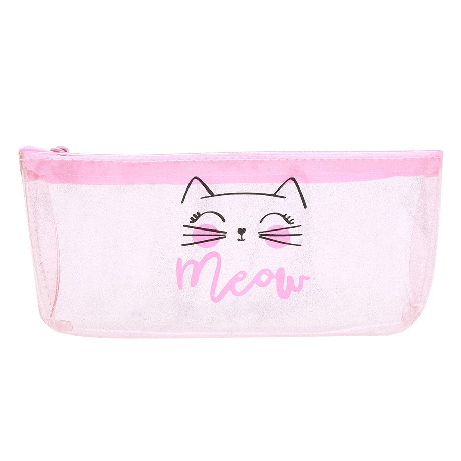 Bóp Viết Trong Suốt - Meow Hồng