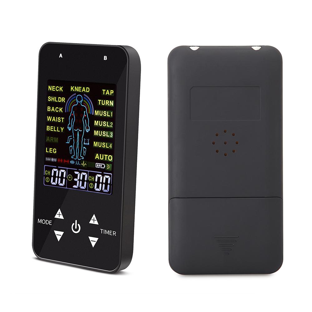 Compact Dual-Channel Pulse Massager TENS&EMS Muscle Stimulator Unit 15 Massage Modes 40 Strength Levels Adjustable Timer