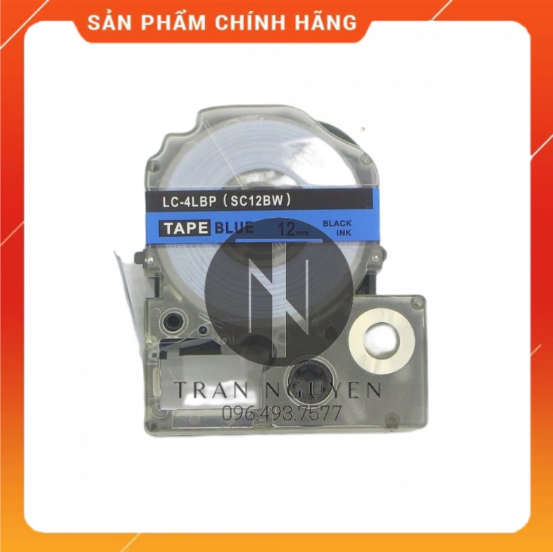 Nhãn in Tepra SC12BW - Chữ đen nền dương 12mm x 8m - Hàng nhập khẩu