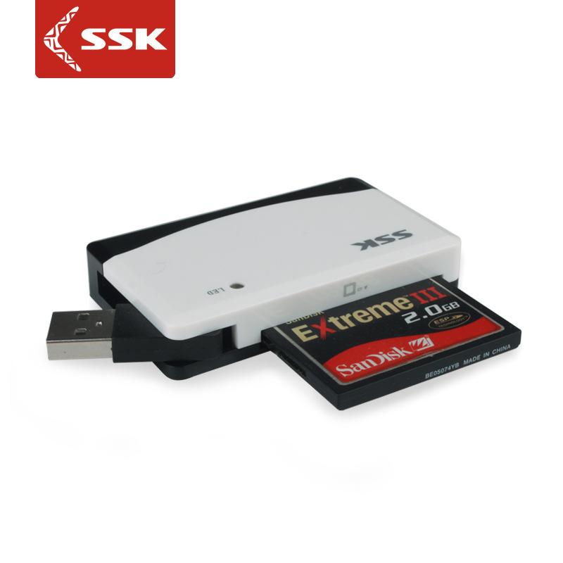 Đảm bảo chất lượng Đầu đọc thẻ đa chức năng đa năng tốc độ cao SSK Biao Wang USB2.0 Thẻ TF SD CF Đầu đọc thẻ tất cả trong một 057