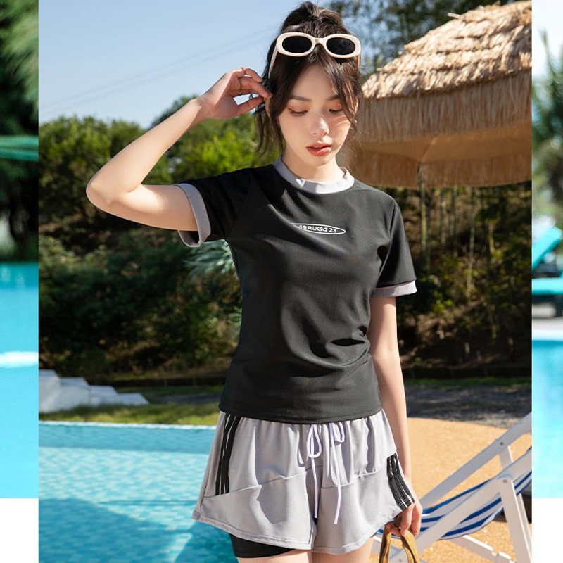 Bộ đồ bơi nữ 2 mảnh quần đùi dáng thể thao năng động đi biển, đi bơi dễ vận động và kín đáo V0074