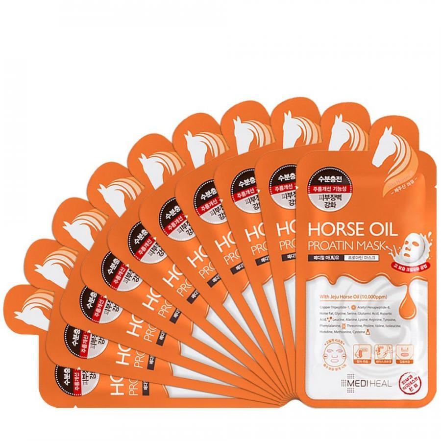 Combo 10 Mặt Nạ Tinh Chất Dầu Ngựa Giúp Da Khỏe, Tươi Trẻ Mediheal Horse Oil Proatin Mask 27ml x10