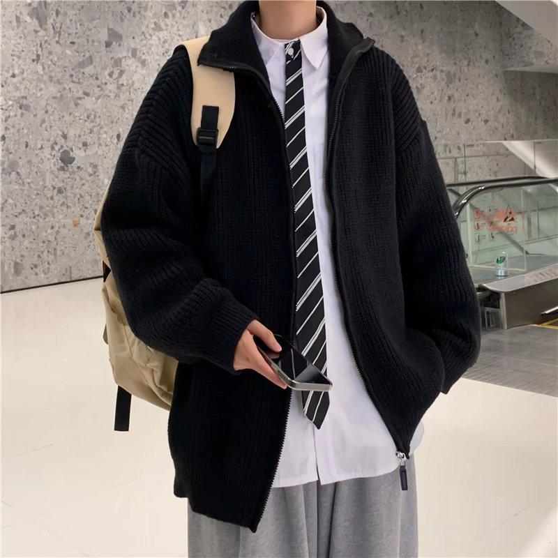 Áo Khoác Cardigan Len Dày Dáng Rộng Thời Trang Thu Đông Cho Nam Size M-2XL