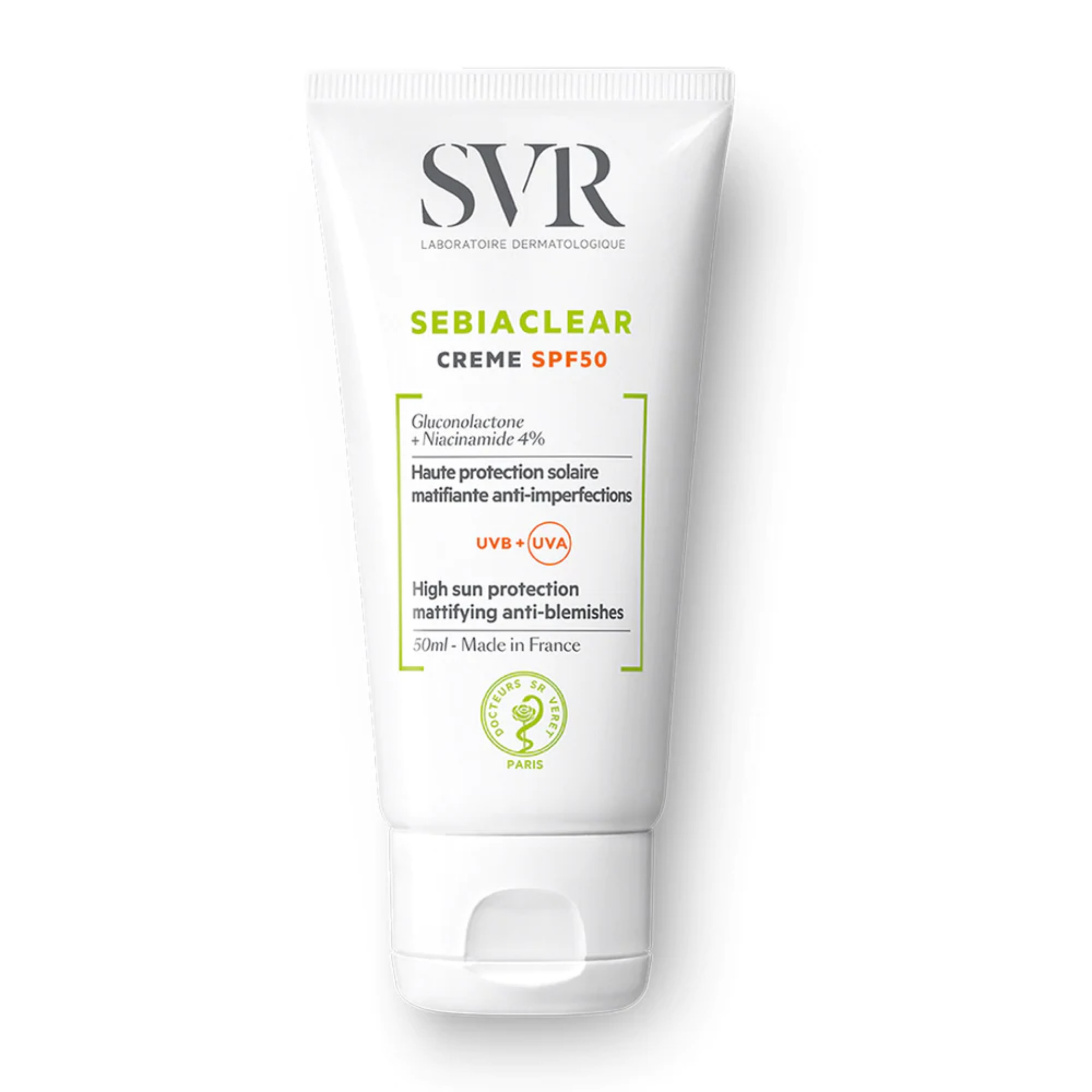 Kem làm giảm mụn và chống nắng SPF50 SVR Sebiaclear Creme SPF50 50ml