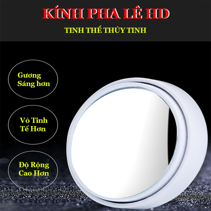 Bộ 2 Gương Lồi có viền Xoay 360 độ Gắn Cho Kính Gương Chiếu Hậu Tránh Điểm Mù Cho Xe Hơi Xe Ô tô