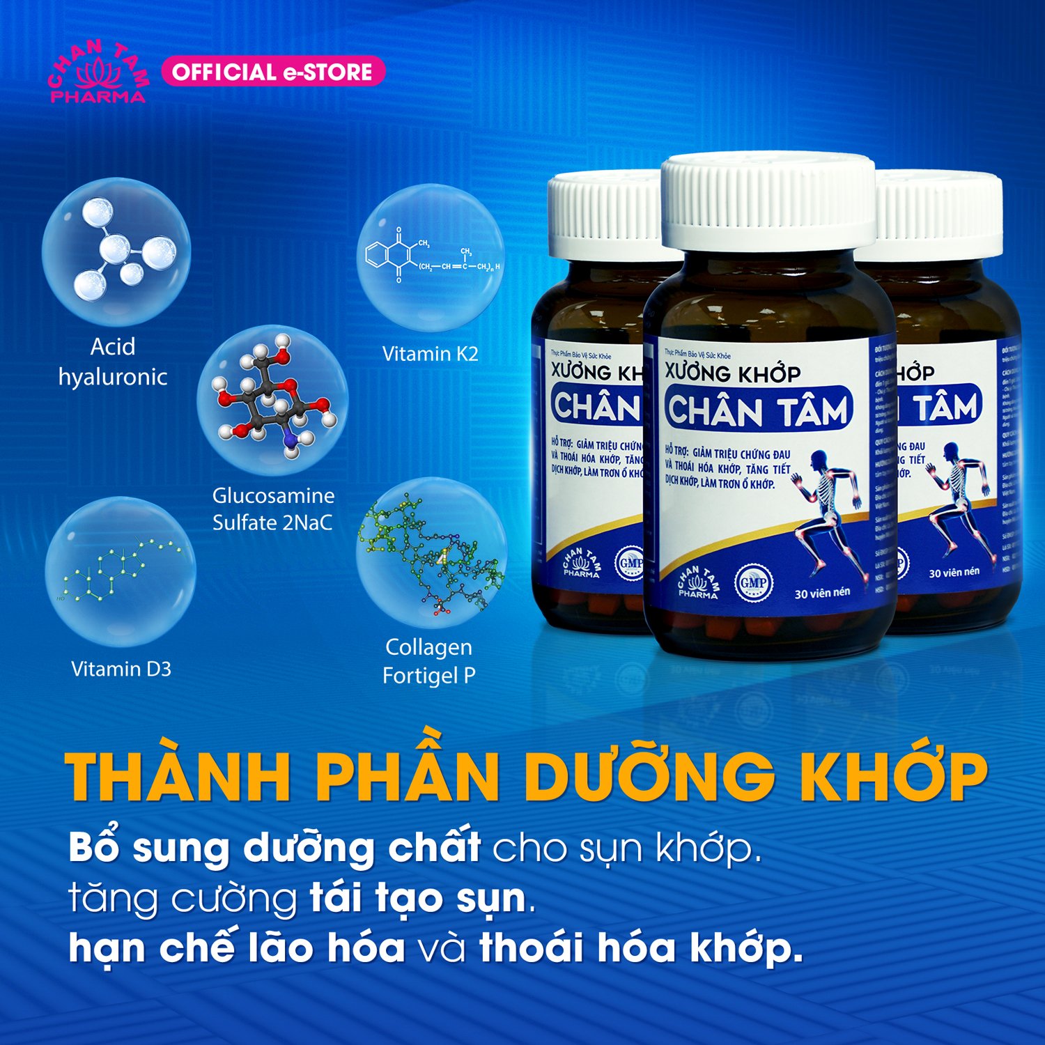 Viên xương khớp Chân Tâm giúp bổ khớp, hỗ trợ đau nhức xương khớp, hạn chế lão hóa khớp, thoái hóa khớp