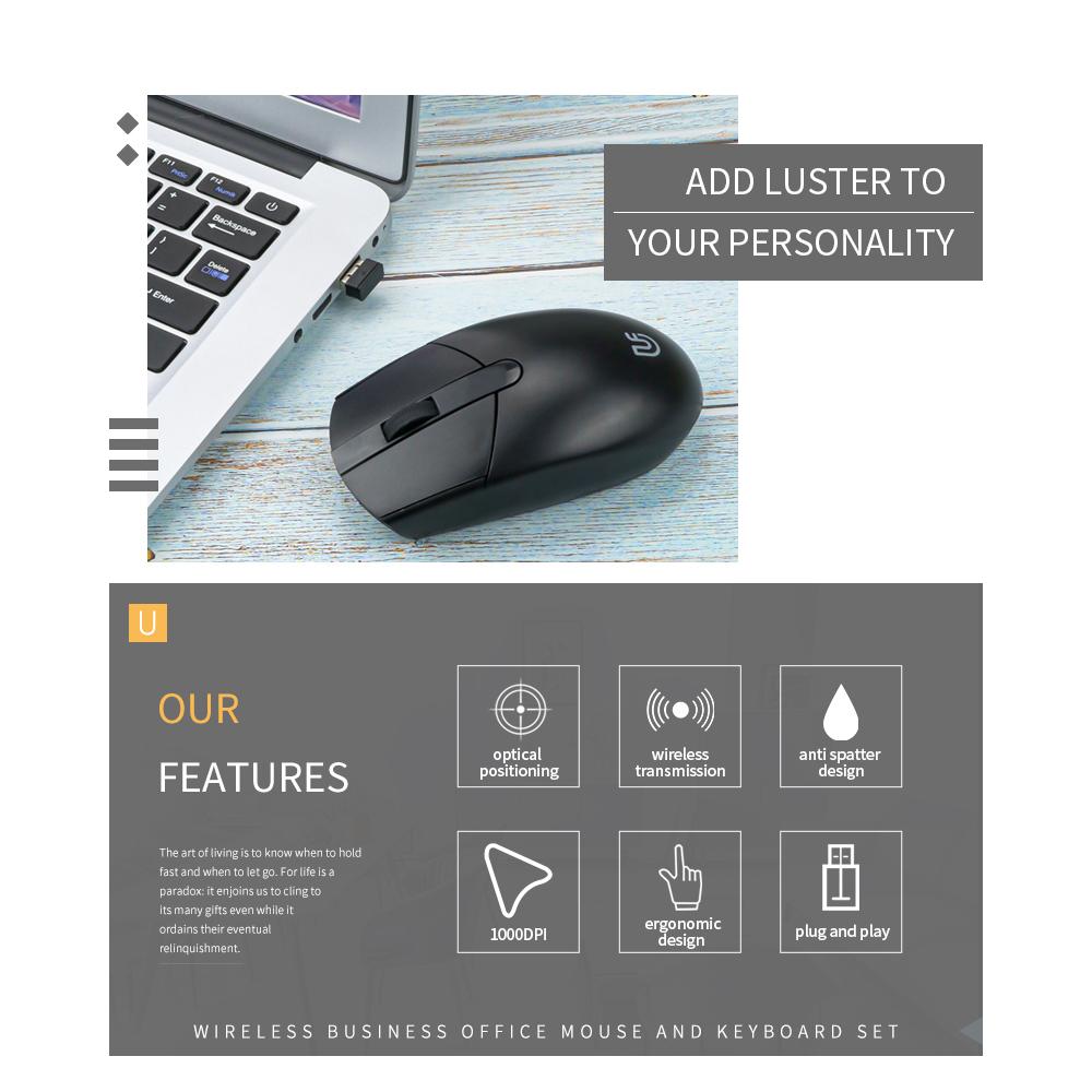 Chuột và Bàn phím Kết hợp 106 phím truyền tải 2.4G 1200DPI cho Văn phòng Doanh nghiệp uFound R-751