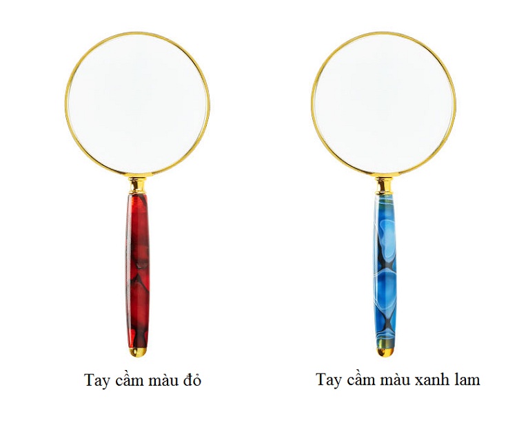 Kính lúp 6X cầm tay đá mạ vân tay cầm đá, khung kim loại siêu chắc chắn, hình ảnh sắc nét