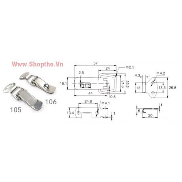 Khóa hộp , khóa hòm, khóa tủ điện Inox SF105 KT 57x16mm