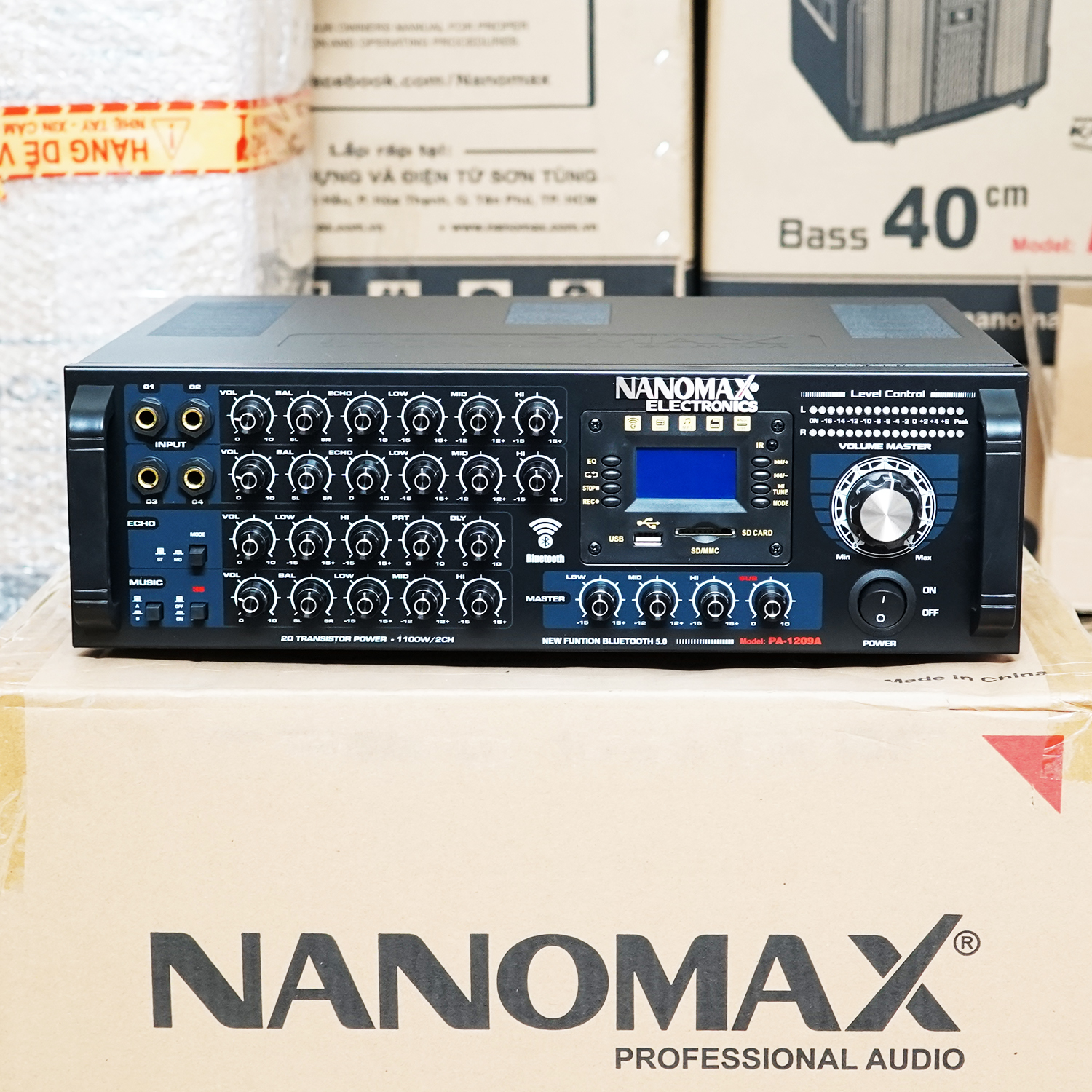 Amply Karaoke 20 Sò Nanomax PA-1209A 1100w Kết Nối Bluetooth Chính Hãng Chất Lượng Cao Hàng Chính Hãng