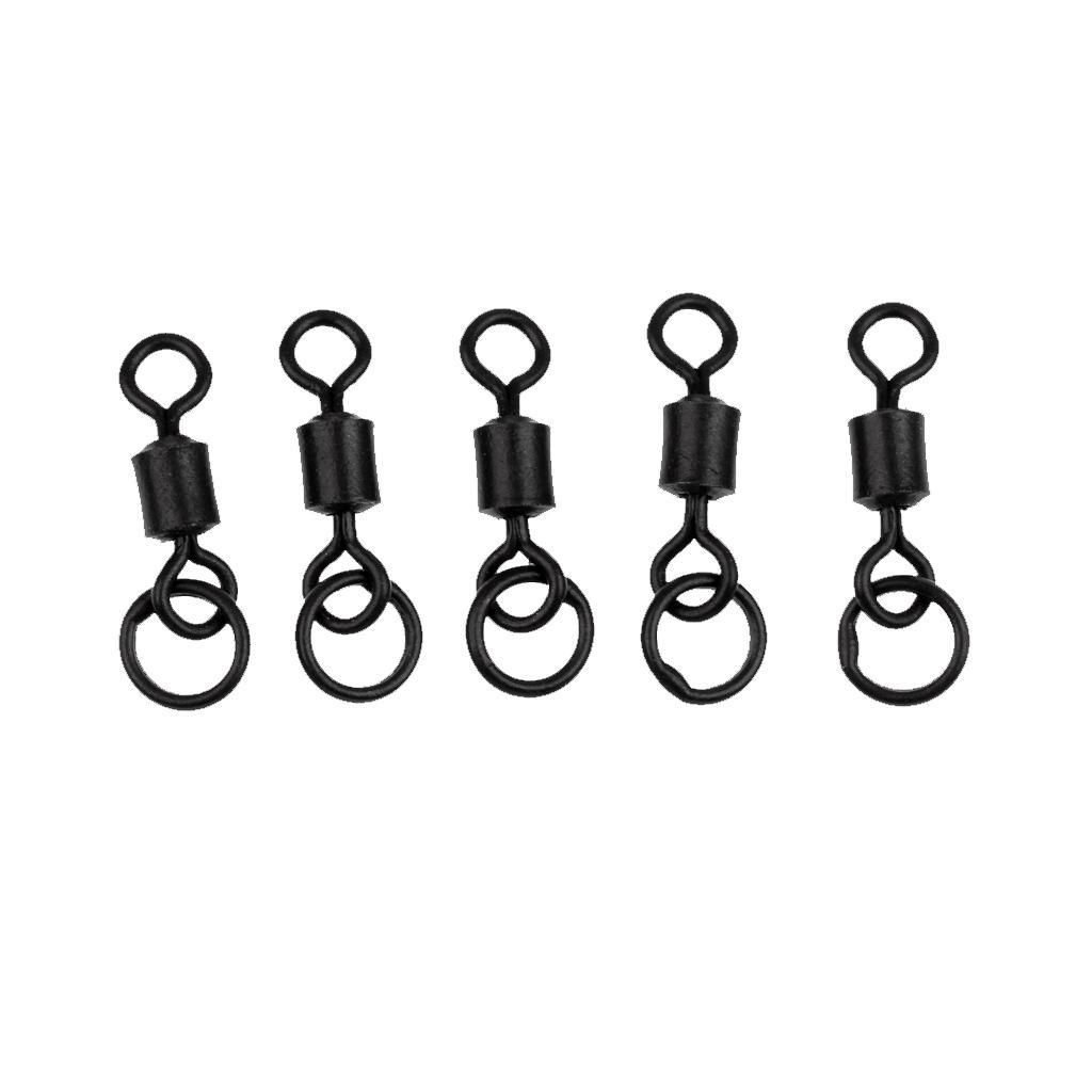 2 X 50Pcs Fishing Barrel Bearing Rolling Swivel Ring Hook Connector Fastlock Snaps
