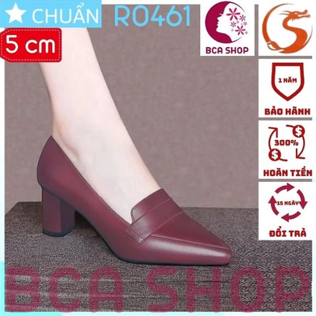 Giày cao gót nữ 5p RO461 ROSATA tại BCASHOP kiểu dáng công sở, gót vuông cùng màu thân - màu đỏ đô