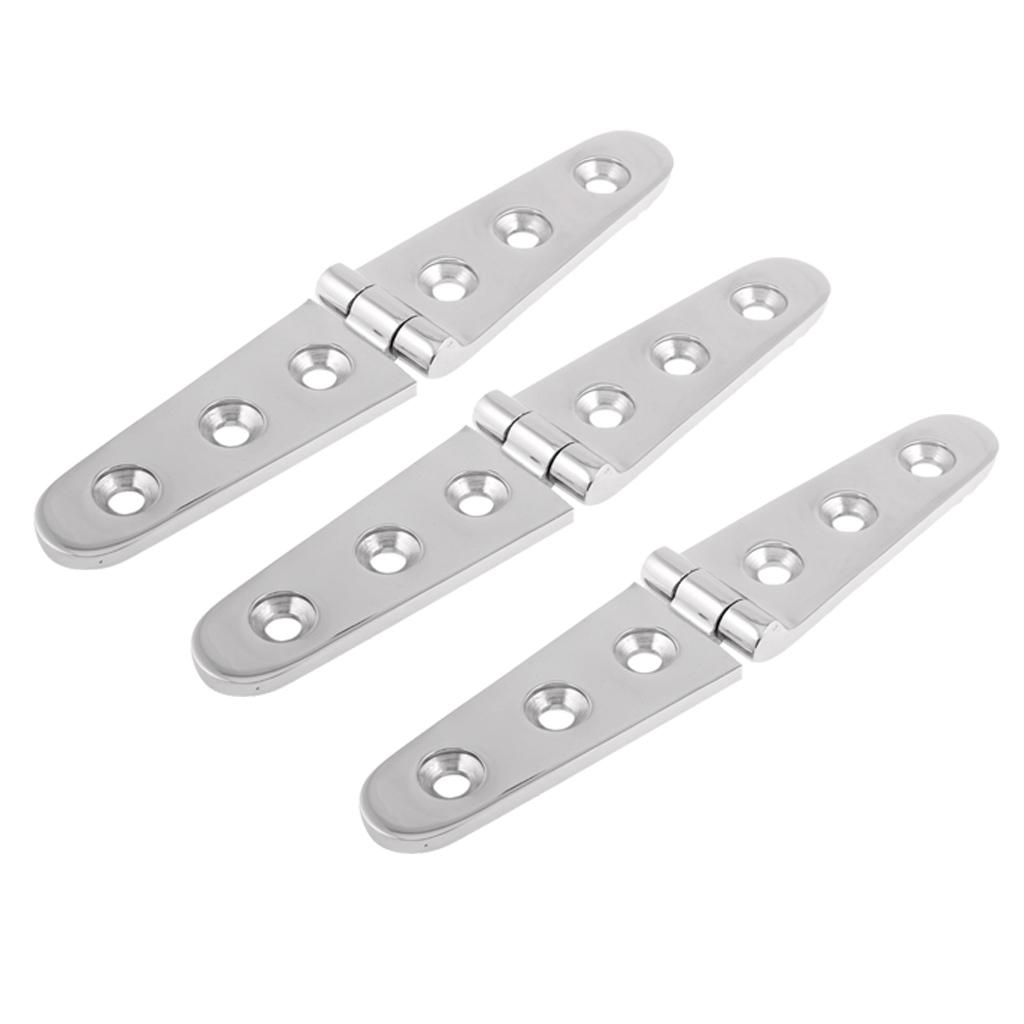3pcs 6 inch Cast Strap Hinge For Marine Polished Stainless Steel Width 1''