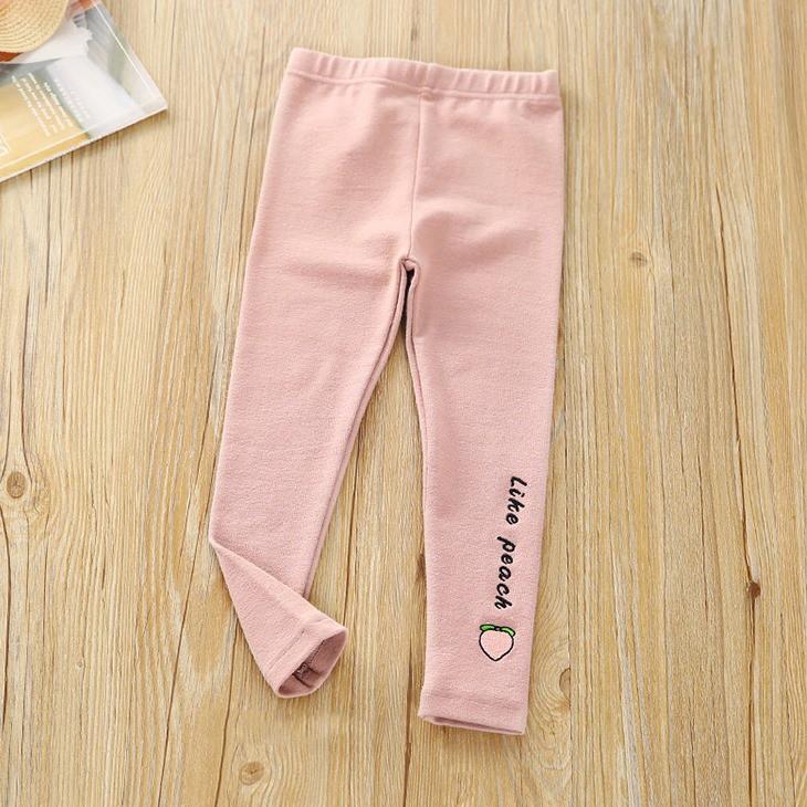 Quần legging thêu hoa quả cho bé gái