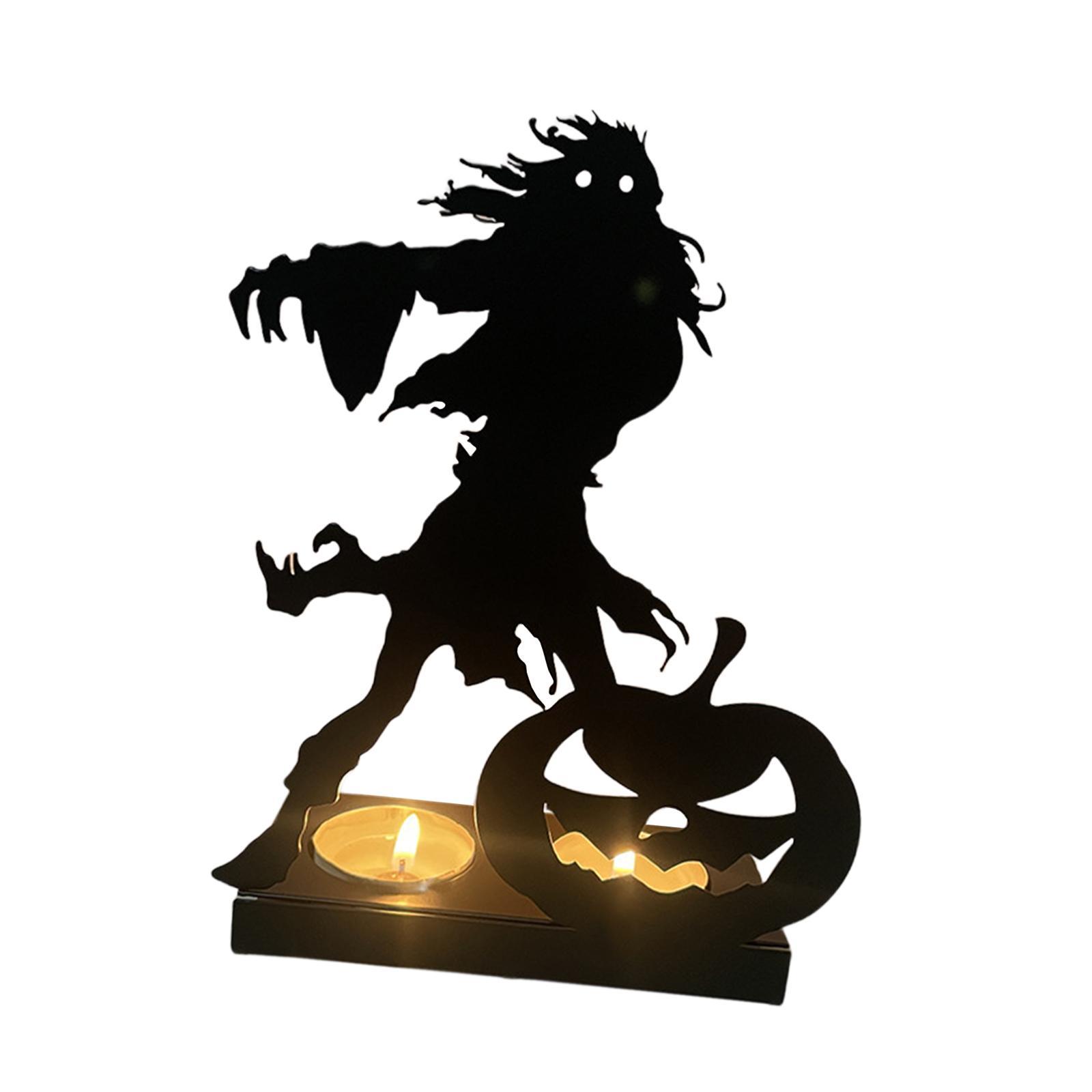 Halloween Tealight Holder Candle Holder Metal Candles Stand Halloween Candlestick Halloween Decorations for Party Festival Arrangement Props