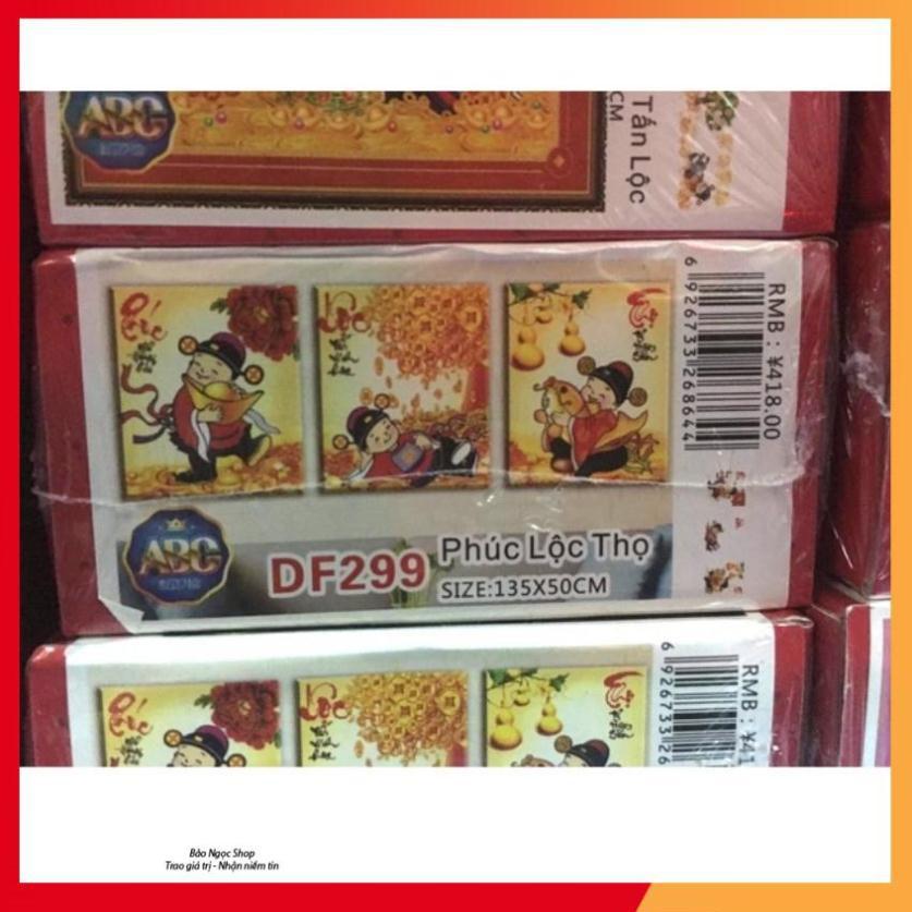 Tranh Đính Đá PHÚC LỘC THỌ THẦN TÀI. Kích Thước: 1m34 x 50cm